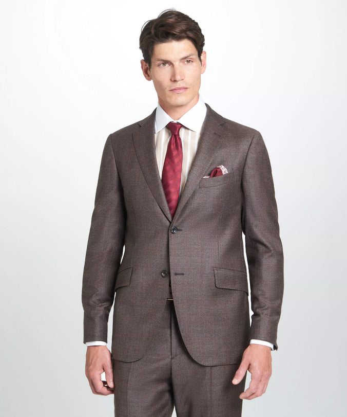Brown & Neutral Tailored Fit Pow Check Jacket