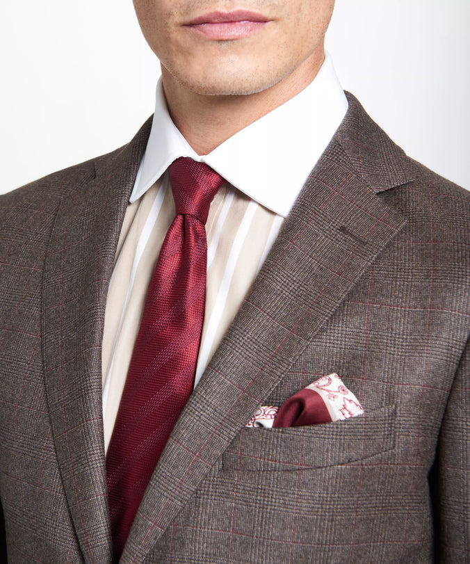 Brown & Neutral Tailored Fit Pow Check Jacket