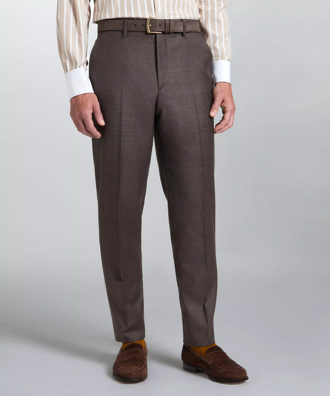 Brown & Neutral Tailored Fit Pow Flat Front Trouser