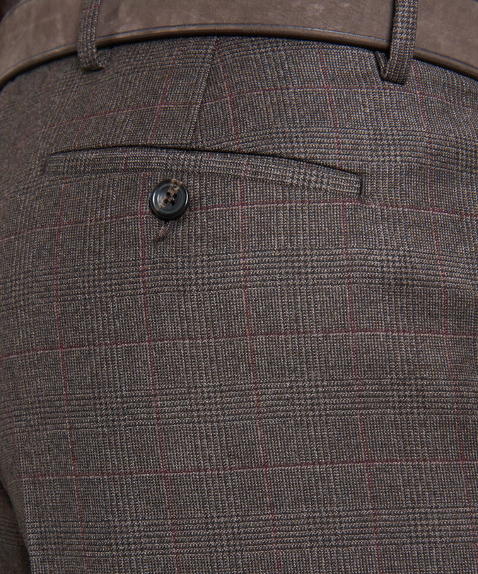 Brown & Neutral Tailored Fit Pow Flat Front Trouser