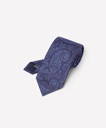 Navy & Blue Contrast Paisley Silk Tie