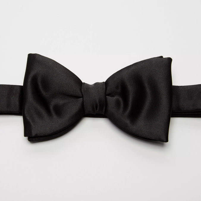 Black Silk Satin Bow Tie