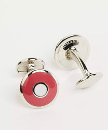 Pale Pink Silver Finish Enamel Target Cufflinks