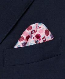 Pink & Multicolour Small Jockey All Over Printed Silk Pocket Square