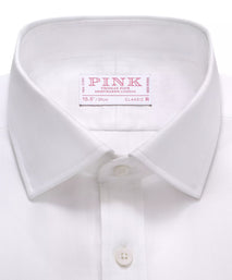 White Classic Fit Twill Herringbone Formal Shirt