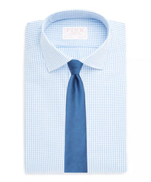 Pale Blue & White Classic Fit Core Poplin Gingham Formal Shirt