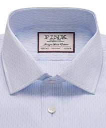 Pale & Blue Tailored Fit Formal Dobby Broken Stripe Shirt